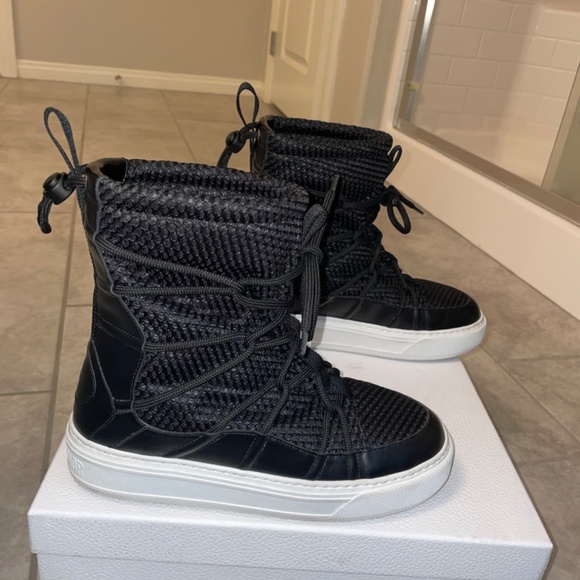 CHRISTIAN DIOR Black Leather/Mesh Resille Dior Solar Flat Boot Size 38/8 - Picture 3 of 15